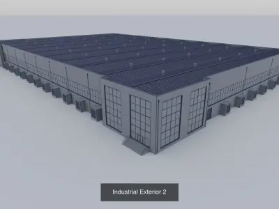 Industrial Building Exterior x3 3D Model Pack