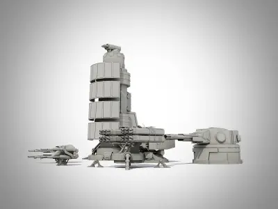Sci-fi turrets collection  3D model
