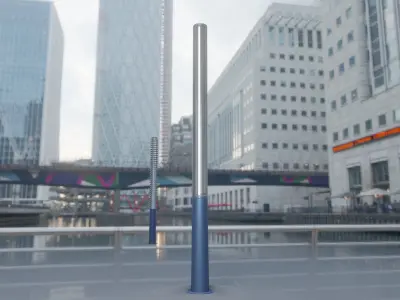 Low-Poly Blue Light Column 13 - Street Light Set-9 Low-poly 3D model