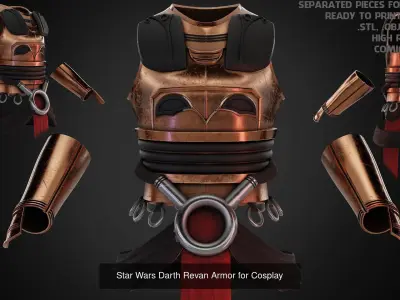 Star Wars Darth Revan Full Armor and Lightsabers for Cosplay 3D Model Pack