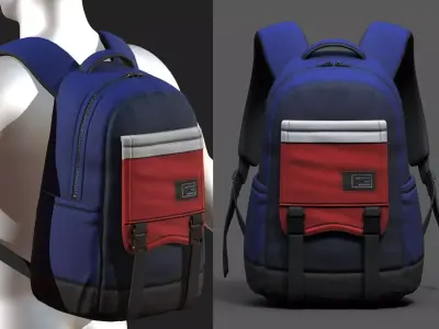Backpack bag baggage pockets product  Low-poly 3D model