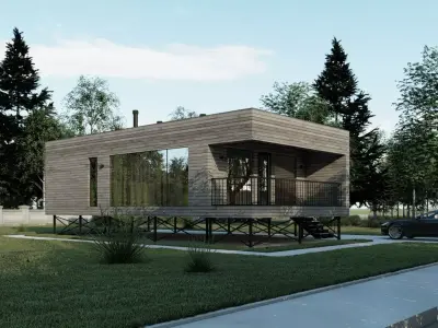 Modern suburban frame house 3D model