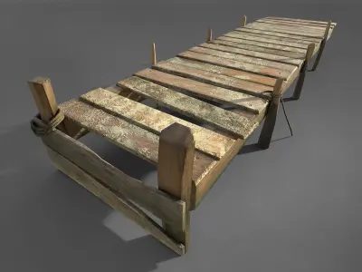 Old Wooden Pier Low-poly 3D model