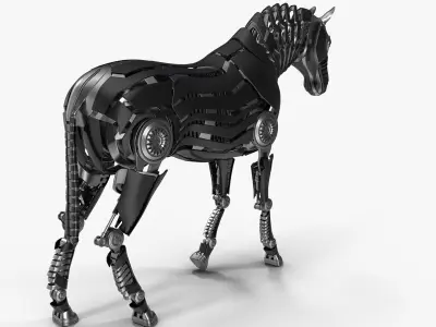 Robot horse standing 3D model