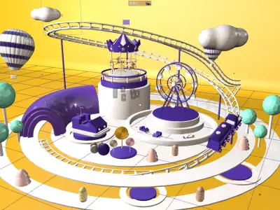 Amusement park Low-poly 3D model 5