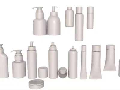Cosmetic containers collection 2 3D model