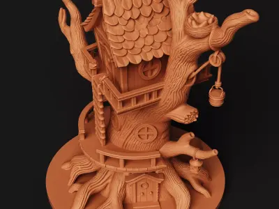 Fantasy Treehouse Model -  Fairy Garden Miniature  3D print model