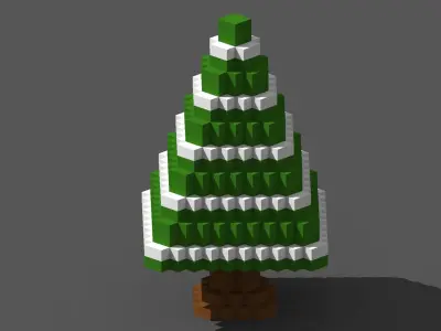Xmas Tree Voxel - 5 Low-poly 3D model