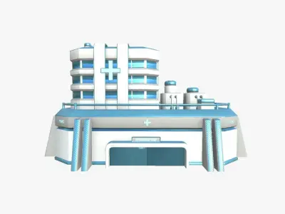 SciFi Hospital A01 White Blue - Sci Fi Exterior Design Low-poly 3D model