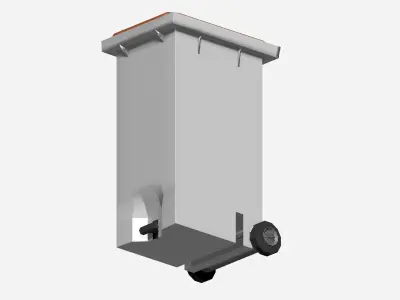 Plastic big street waste bin with wheels and top cover Low-poly 3D model