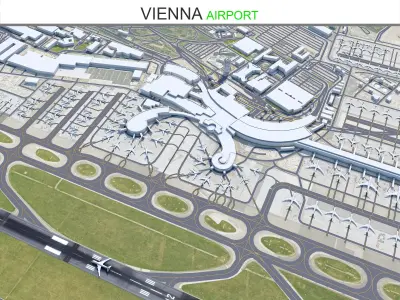 Vienna Airport 12km Low-poly 3D model