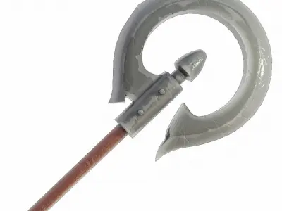 Stylized type circular bladed spear Low-poly 3D model