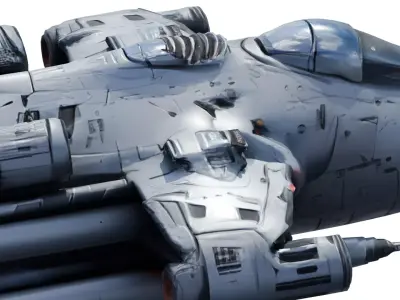 SciFi Starfighter Spaceship 2K PBR Low-poly 3D model