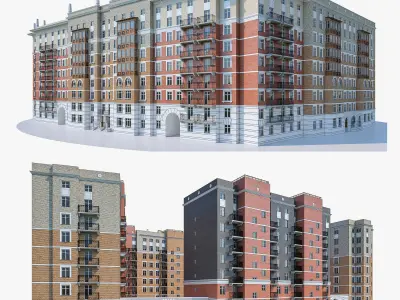 Apartment Buildings 02  Low-poly 3D model