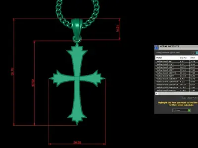 Light Gold 18K Cross Pendant 1CP021 3D print model