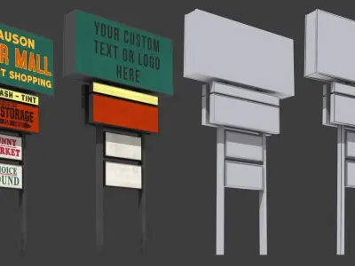 Mall Sign Billboard Low-poly 3D model