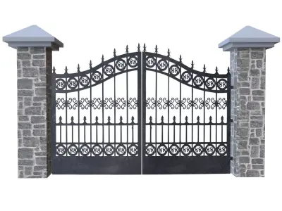 Ornamental Wrought Iron Gate Low Poly PBR 3D Model Low-poly 3D model