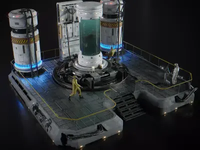Sci Fi Lab Main Deck Low-poly 3D model