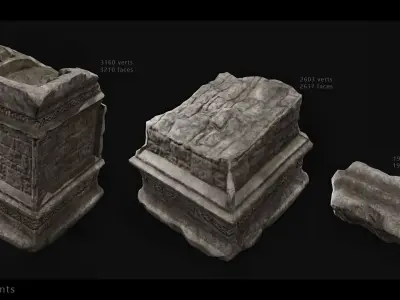 Dungeon Altars Set Low-poly 3D model