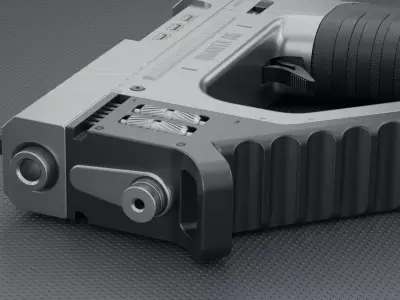 Quanta 05 SciFi Concept Futuristic Handgun White Color 3D model