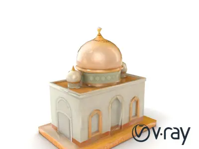 Symmetrical Mosque with Crescent Moon model pack Low-poly 3D model