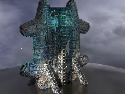 Deep ocean alien ship rig  structure 3D model