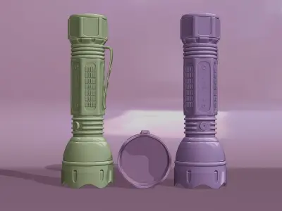 Multicolored hand held plastic flashlights 3D model