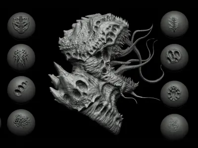 Zbrush and Blender Alien VDM Brush 3D model