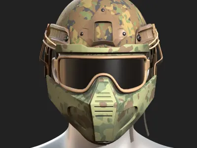 Helmet mask millitary combat soldier armor scifi  Low-poly 3D model