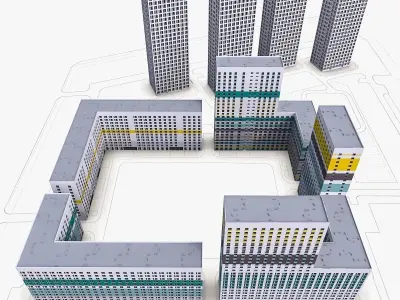Residential Complex Buildings  Low-poly 3D model