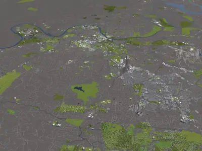 Nashville 50x50km City Map Model 3D model