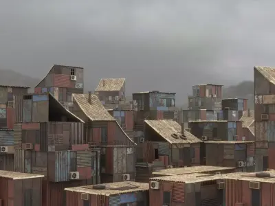 Shanty Town Low-poly 3D model