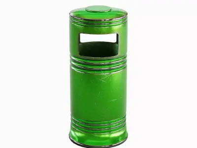 Metal Street Trash Bin 05 Low-poly 3D model