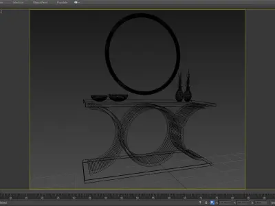 3D CONSOLE MODEL 3D model modern table with round mirror 3D model
