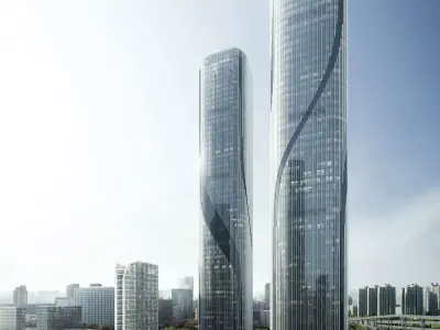 Modern Twisted Twin Skyscrapers Complex 3D model