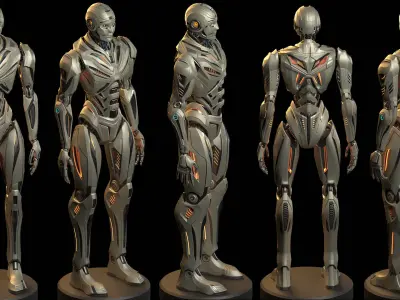 Futuristic Robot Man 3 - Rigged 3D model