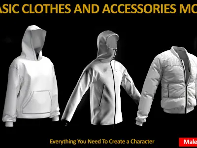 62 BASIC CLOTHES AND ACCESSORIES MODELS Low-poly 3D model
