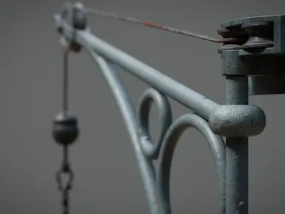 Victorian Wharf Wall Hoists Cranes Set 3D model