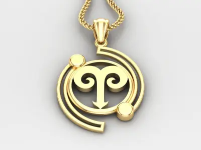 Galaxy Aries Light Gold Pendant Version 8 3D print model