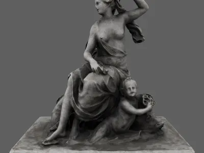 statue 6 of woman holding child Low-poly 3D model