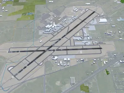 Spokane International Airport 10km Low-poly 3D model