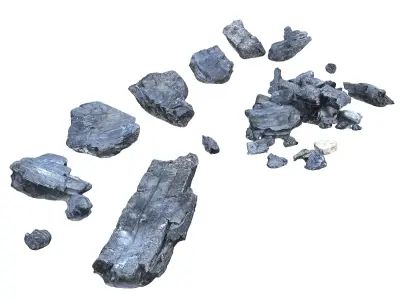  Burned Wood Low-poly 3D model