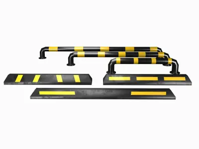 Parking wheel bumper Low-poly 3D model