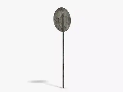 Damaged No Walking Sign Low-poly 3D model