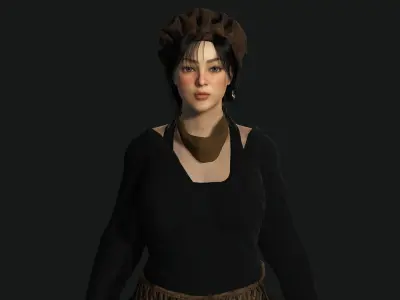 AAA 3D REALISTIC CHARACTER - WORKER  BAKER GIRL SHOPKEEPER Low-poly 3D model