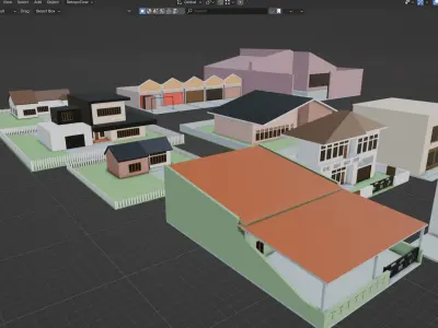 Lowpoly Stylized Building and Environment and Props Low-poly 3D model