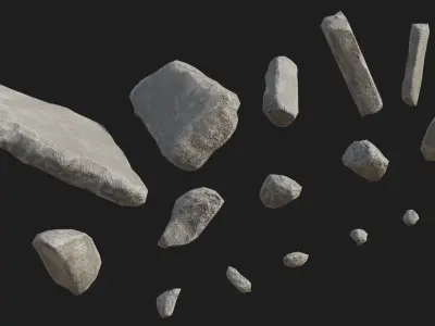 Building Debris Kit Low-poly 3D model
