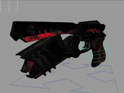 Dominator gun with lights Low-poly 3D model