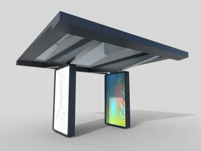 Bus Shelter 07 Low-poly 3D model