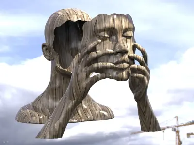 Garden Face sculpture face larger  3D model